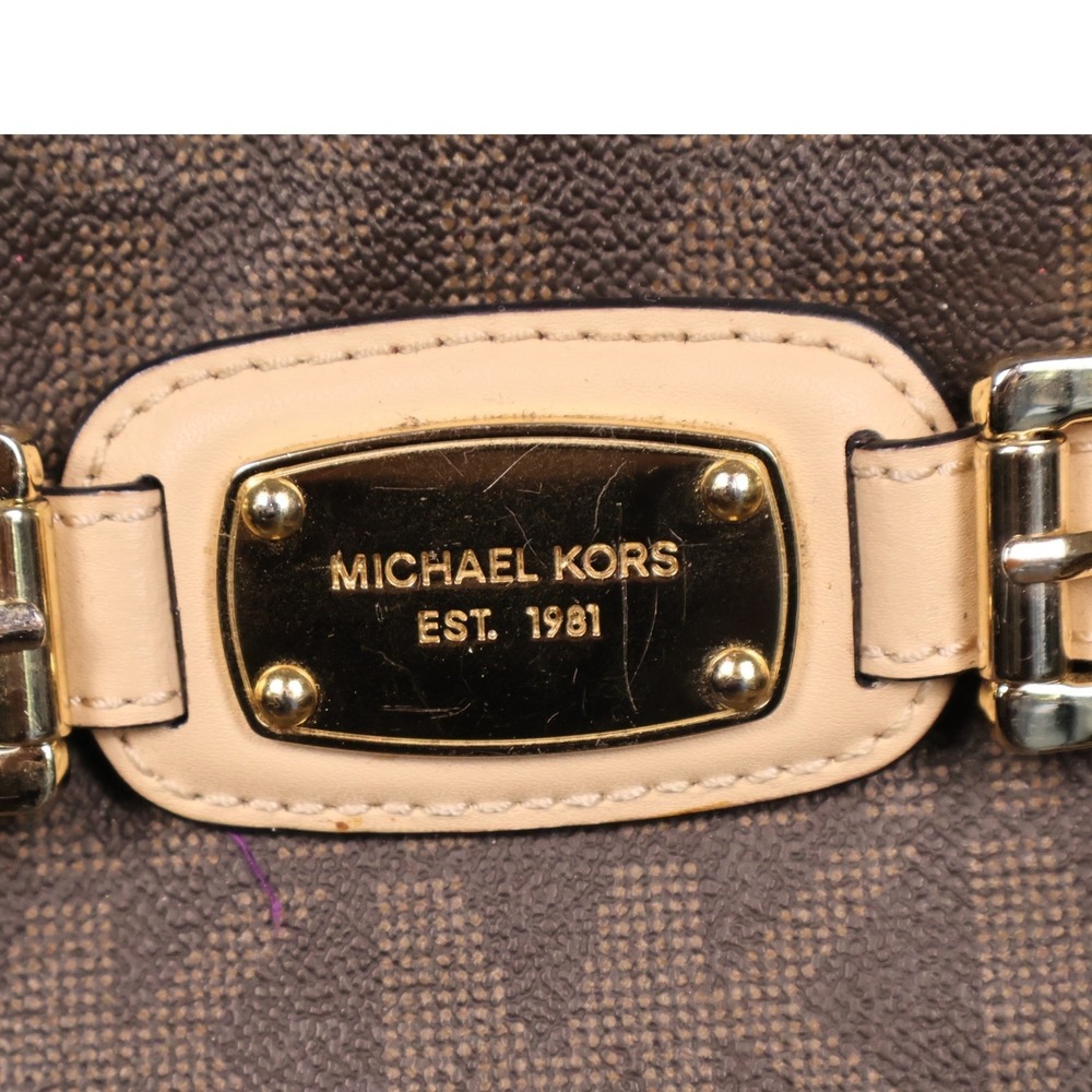 Michael Kors Hamilton Large Crossbody Messenger Brown MK Signature PVC Gold Bag - Picture 3 of 13